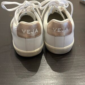 Veja White and Gold Sneakers